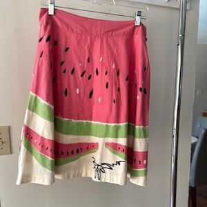 We Love Vera Neumann Watermelon Print Skater Skirt - Pink and Green